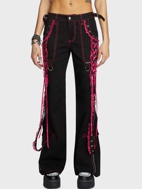 Dolls Kill Tripp NYC Pink Lace Dark Street Pants Size 25 / 1 gothic punk vamp